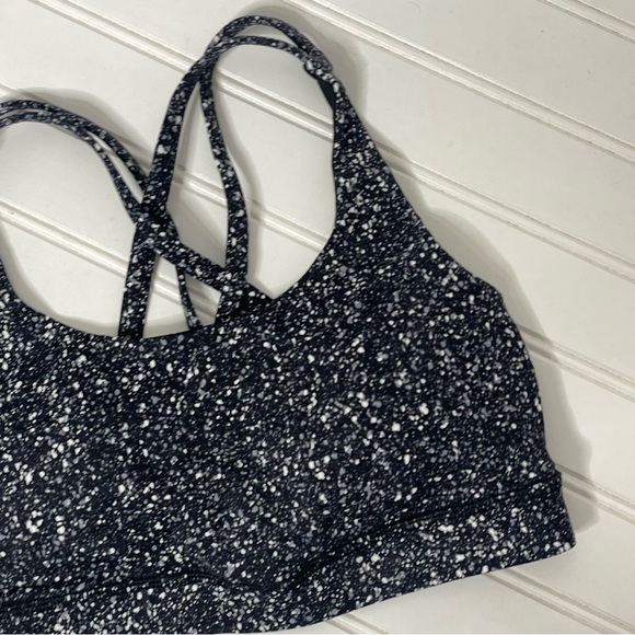 Lululemon Energy Bra Mini Splatter White Black Sz 4 876 - Picture 7 of 9